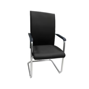 Modern Black Guest Chair with Chrome Frame