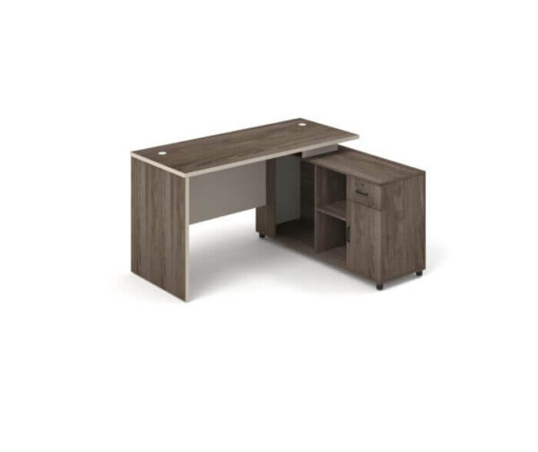 L-Shaped Executive Desk  Khaki Walnut Finish
