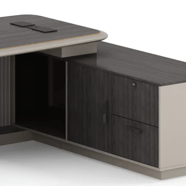 Modern Executive Desk with Side Cabinet