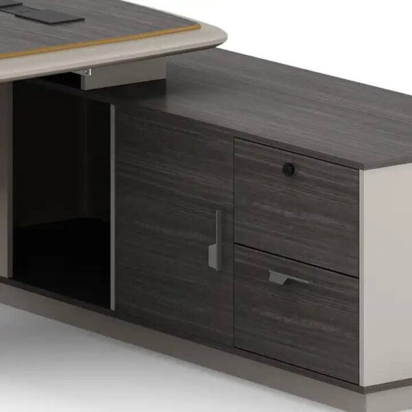 Modern Executive Office Desk with Side Storage