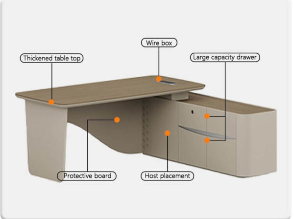 Executive Office Desk with Side Storage Cabinet