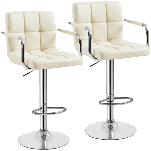 Set of 2 Bar Stools with Cushioned Seat & Back