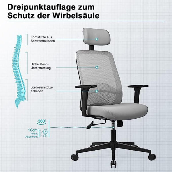 High-Back Mesh Computer Desk Chair with Lumbar Support