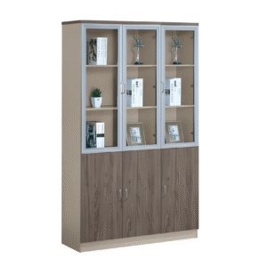 Modern Glass Front 3-Door Filing Cabinet