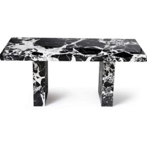 220 cm Sintered Marble Dining Table Black & White Finish
