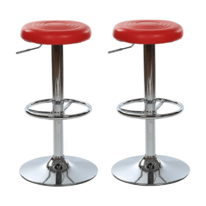 Red PU Leather Adjustable Bar Chair
