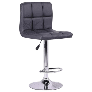 Black PU Leather Adjustable Bar Stool with Metal Base