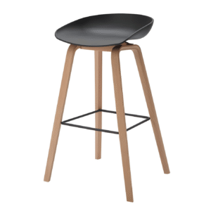 Plastic Seat Bar Stool with Metal Legs Black