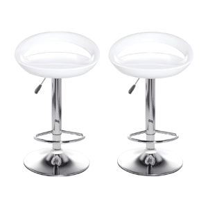 White PU Leather Adjustable Bar Stool