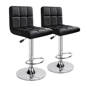 White PU Leather Adjustable Bar Stool Set of 2