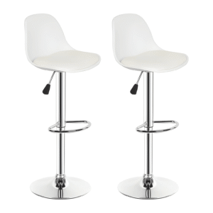 White Adjustable Bar Stools Set of 2
