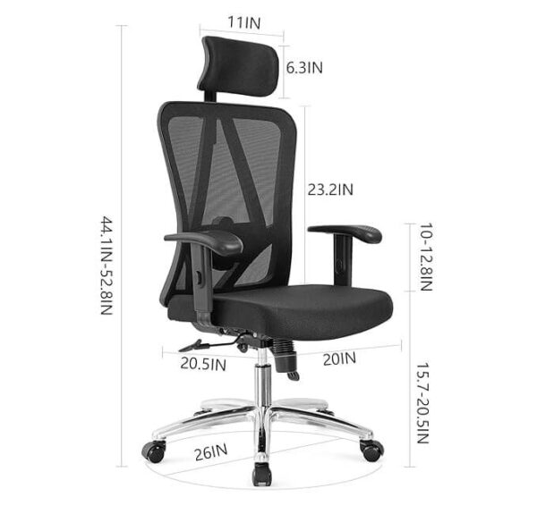 High-Back Mesh Office Chair with Thick Seat Cushion