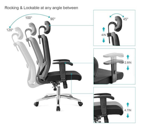 High-Back Mesh Office Chair with Thick Seat Cushion