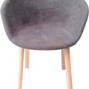 Large Brown Fabric Armchair with Metal Legs