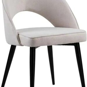 Modern Beige Fabric Dining Chair with Medium Back