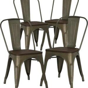 Bronze Dining Chair with Elmwood Seat
