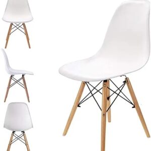 Set of 4 White Eames-Style Plastic Dining Chairs