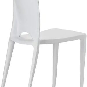 Set of 2 White Stackable Plastic Dining Chairs