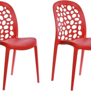 Set of 2 Stackable Plastic Chairs with Back Hole Design