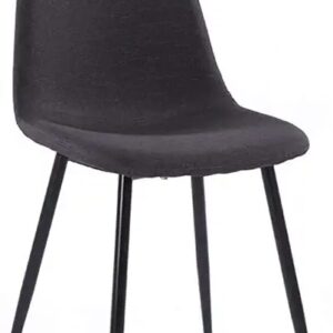 Brown Fabric Upholstered Dining Chair with Metal Legs