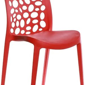Red Stackable Plastic Chair with Back Hole Design