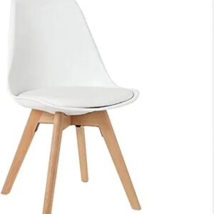 White Plastic Chair with Wooden Legs