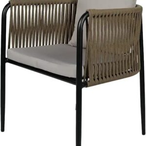 Woven Rope Outdoor Dining Chair with Cushion