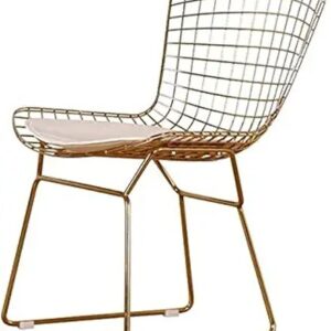Gold Wire Metal Chair with White Cushion