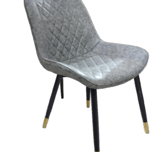 The Smoky Grey Quilted Dining Chair with Gold Tips