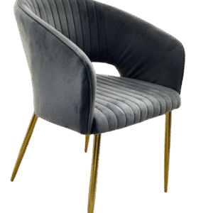 The Charcoal Grey Fluted Dining Chair with Gold Legs