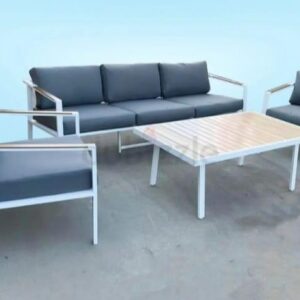Metro Aluminum & Wood-Effect Outdoor Sofa Set