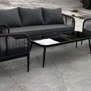Midnight Rope Weave Outdoor Lounge Set