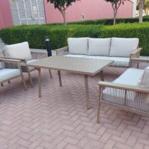 Riviera Beige Rope Weave Lounge & Dining Set