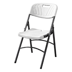 Set of 2 White Plastic Folding Dining Chairs