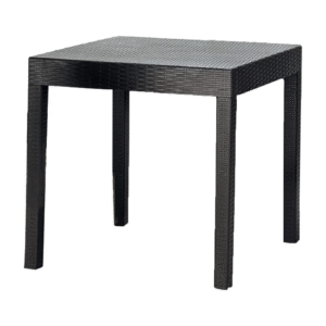 4-Seater Plastic Garden Table in Brown Rattan Design