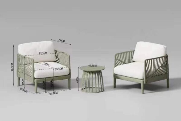 3-Piece Green Patio Sofa Set with Tea Table