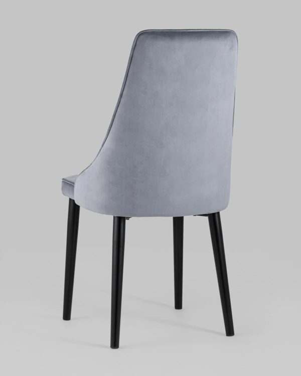 Grey Velvet Dining Chair with Black Legs for Modern Spaces