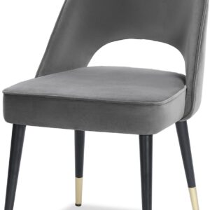 Grey Velvet Chair with Metal Legs for Office or Dining Room