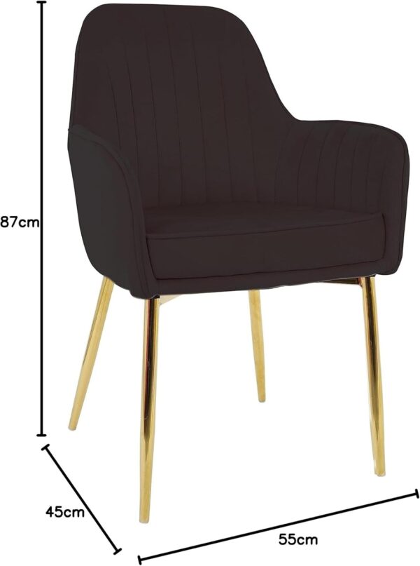 Black Velvet Armchair with Gold Legs for Dining or Living Room