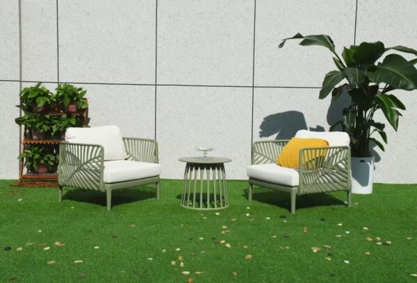 3-Piece Green Patio Sofa Set with Tea Table