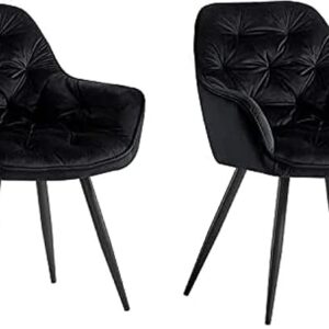 Black Velvet Dining Chair with Black Legs for Home or Office