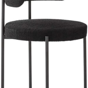 Black Lamb Wool Dining Chair with Metal Legs
