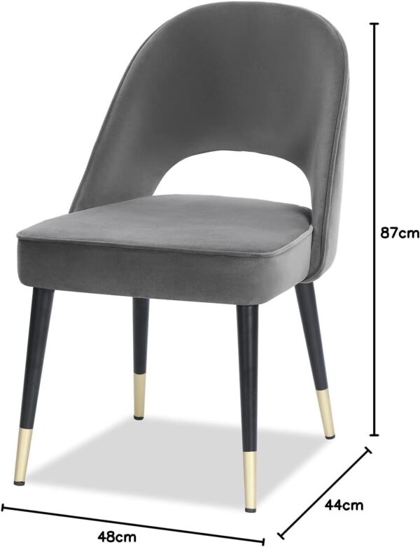 Grey Velvet Chair with Metal Legs for Office or Dining Room