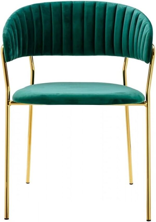 Green Velvet Dining Chair with Metal Legs