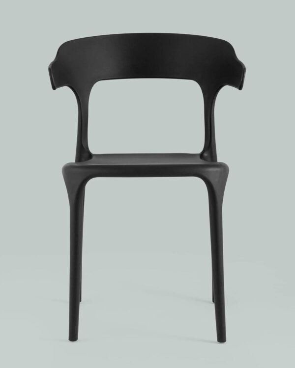 Black Stackable Plastic Dining Chair for Indoor or Outdoor Use