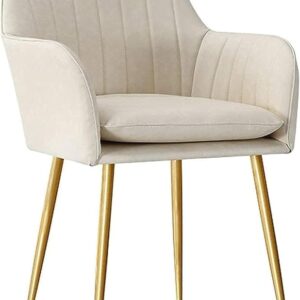 Beige Velvet Dining Chair for Living Room, Office, or Restaurant