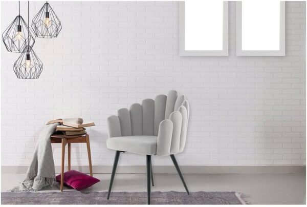 Light Grey Velvet Chair for Dining or Office
