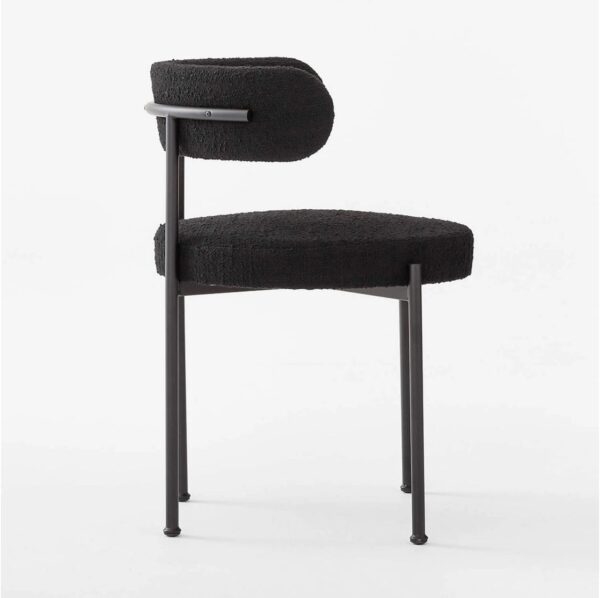 Black Lamb Wool Dining Chair with Metal Legs