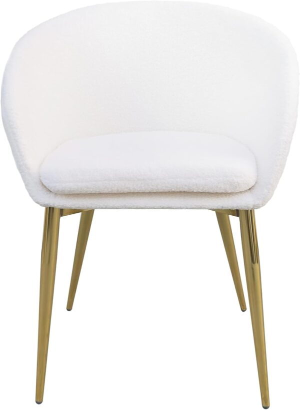 White Lamb Wool Dining Chair with Gold Metal Legs