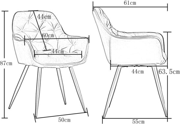 Black Velvet Dining Chair with Black Legs for Home or Office
